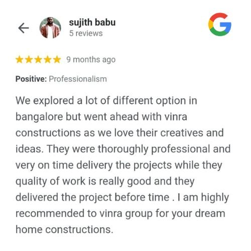 House Construction Company in Bangalore Client Review 2