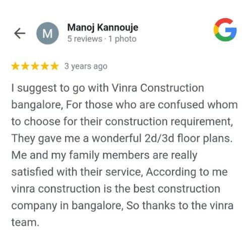 House Construction Company in Bangalore Client Review 3